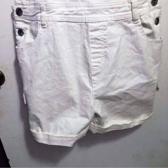 No Fuze, Off White Denim, Vintage Style Bib Shorts Overalls SZ 08/10 - Picture 13 of 15